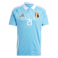 Camiseta Bélgica Timothy Castagne #21 Segunda Equipación Replica Eurocopa 2024 mangas cortas